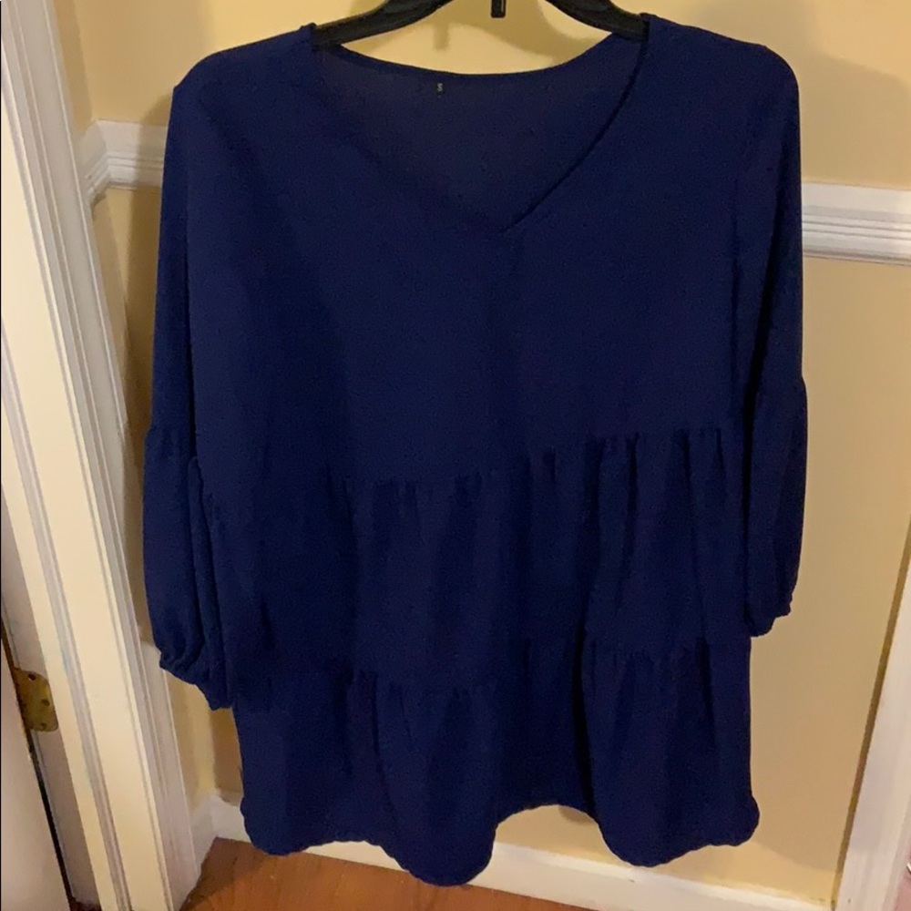 Blue layered shift dress